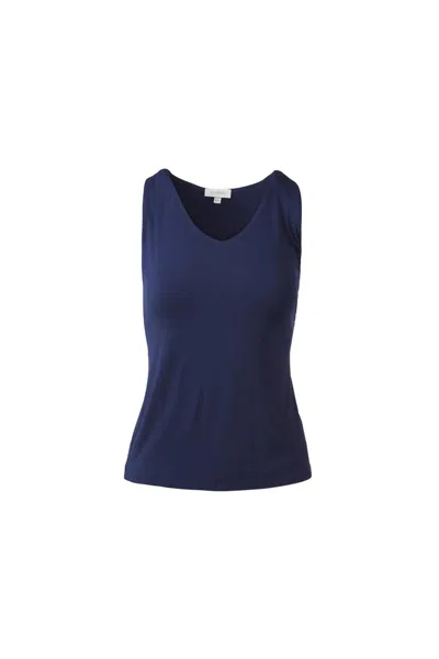 Kinross Women's Bamboo Hi Low Vee Tank In Navy In Blue