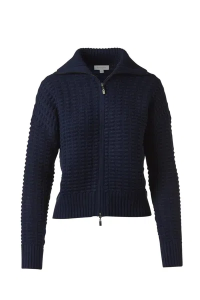 Kinross Women's Bobble Zip Cardigan In Navy In Blue