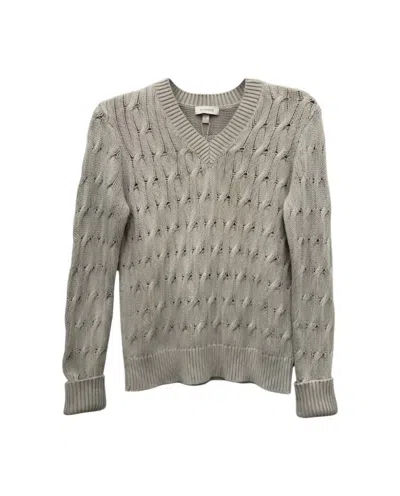 Kinross Women's Cable V-neck Sweater In Stonewashed In Gray