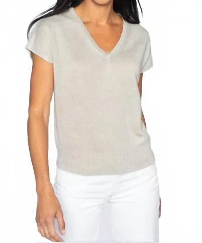 Kinross Women's Cap Sleeve Vee Top In Flax In Neutral