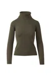 Kinross Women's Chunky Trim Turtleneck Sweater In Loden In Green