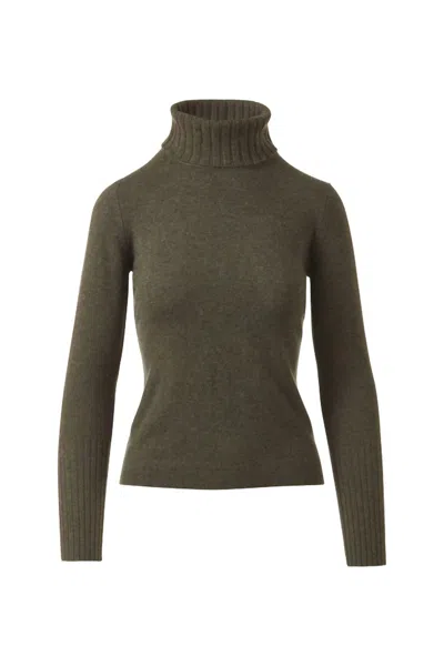 Kinross Women's Chunky Trim Turtleneck Sweater In Loden In Green
