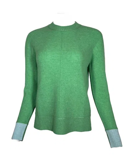 Kinross Women's Contrast Trim Rib Crew Neck Top In Jade In Green