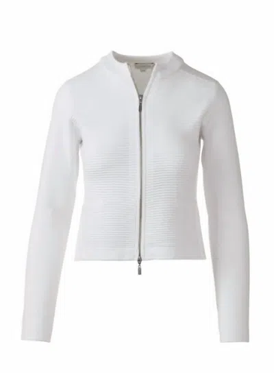 Kinross Women's Fitted Zip Cardigan In White