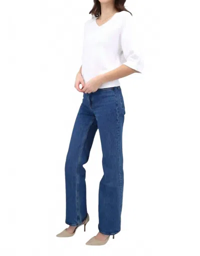 Kinross Women's Garter Easy Vee Top In White In Multi