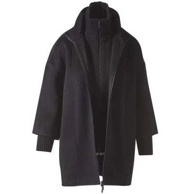 Kinross Women's Knit Insert Zip Mock Coat In Black