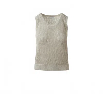 Kinross Women's Linen Mesh Tank Top In Sand Stone In Neutral
