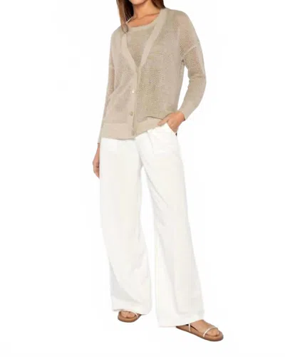 Kinross Women's Lurex Mesh Cardigan In Sandstone In Silver