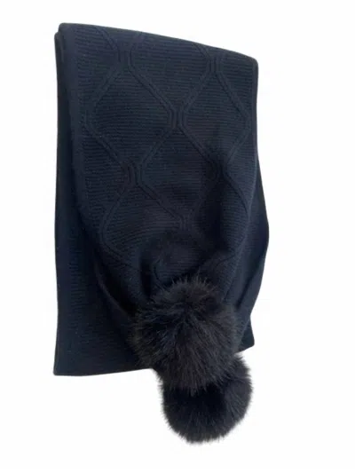 Kinross Women's Luxe Cable Scarf In Black In Blue