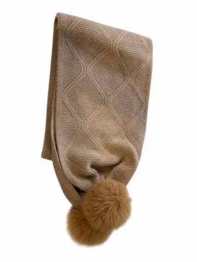 Kinross Women's Luxe Cable Scarf In Camel In Brown