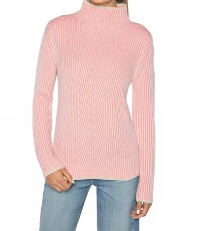 Kinross Women's Plaited Rib Funnel Top In Coral Multi