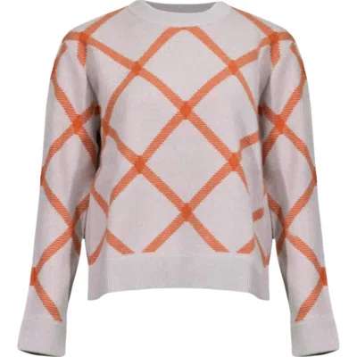 Kinross Women's Reversible Bias Plaid Sweater In Dune/lobster