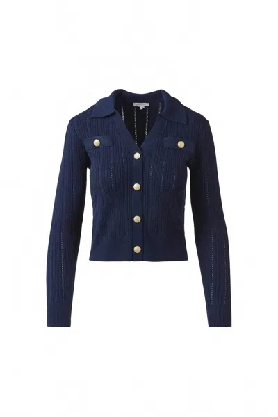 Kinross Women's Rib Button Top In Navy In Blue