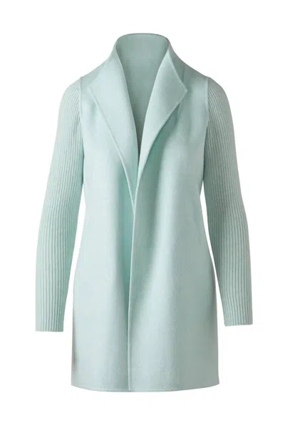 Kinross Women's Rib Sleeve Coat In Seaglass In Blue