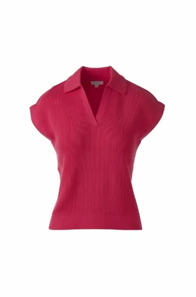 Kinross Women's Rib Splitneck Polo In Dhalia In Brown