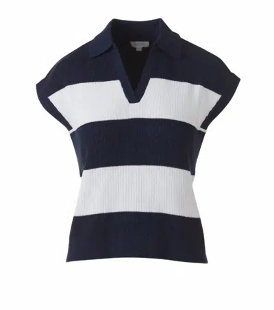 Kinross Women's Rib Splitneck Polo In Navy/white In Multi