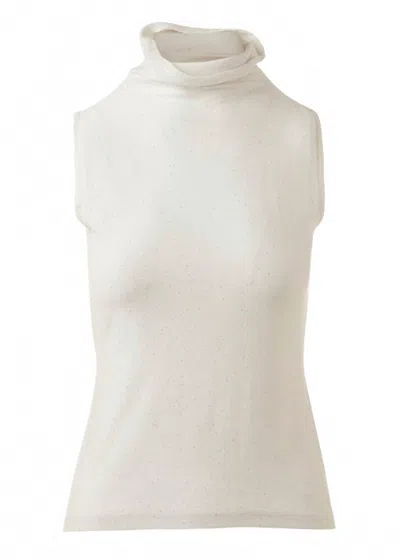 Kinross Women's Sequin Sleeveless Funnel Tank In Ivory In Multi