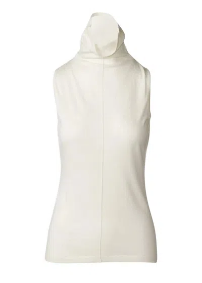 Kinross Women's Sleeveless Seamed Funnel Top In Ivory In White