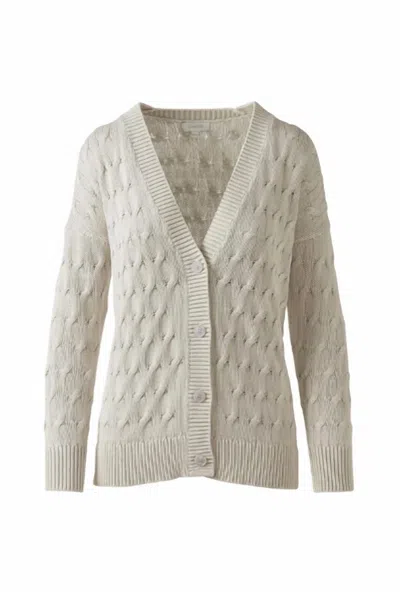 Kinross Women's Stonewash Cable Vee Cardigan In Dune In Multi