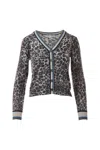 Kinross Women's Tipped Leopard Cardigan In Sterling Multi In Gray