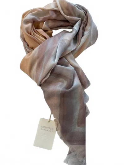 Kinross Women's Wave Print Scarf In Cameo Multi