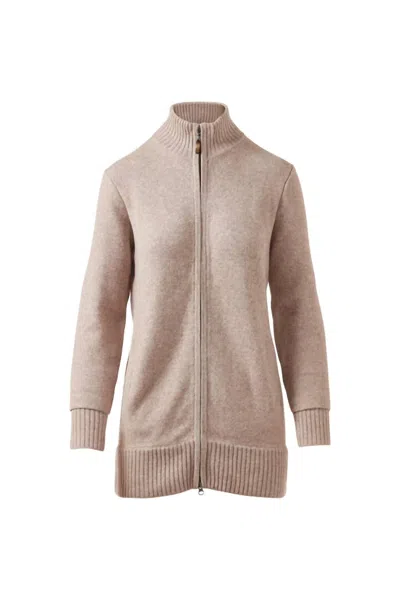 Kinross Women's Zip Mock Cardigan In Taupe In Brown