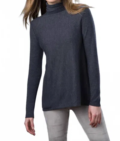 Kinross Worsted Funnel Sweater In Black In Gray