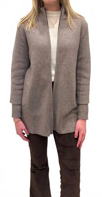 Kinross Zip Mock Swing Cardigan In Seal In Gray