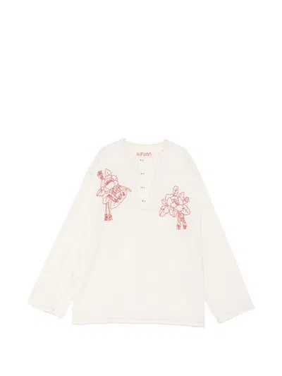 Kinyan Lam Floral Embroidery Blouse In White