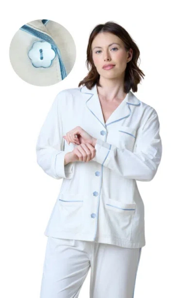 Kip. Kip Flower Button Stretch Cotton Pajama Set