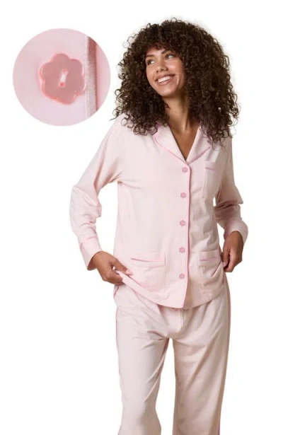 Kip. Kip Flower Button Stretch Cotton Pajama Set