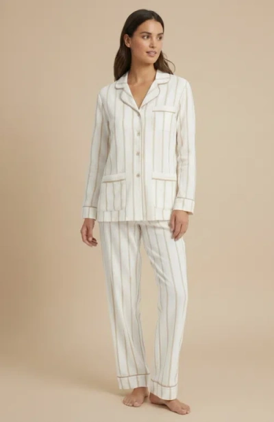 Kip. Kip Luxe Stretch Cotton Pinstripe Pajama Set In White