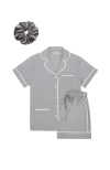 Kip. Kip Luxe Stretch Cotton Short Pajama Gift Set In Haze