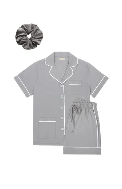 Kip. Kip Luxe Stretch Cotton Short Pajama Gift Set In Haze
