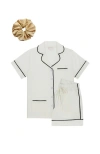 Kip. Kip Luxe Stretch Cotton Short Pajama Gift Set In Pearl