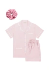 Kip. Kip Luxe Stretch Cotton Short Pajama Gift Set In Pink Peony