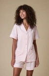 Kip. Kip Luxe Stretch Cotton Short Set In Pink Peony