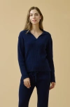 Kip. Kip Merino Cashmere Lounge Sweater In Blue