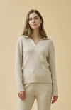 Kip. Kip Merino Cashmere Lounge Sweater In Neutral