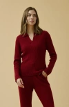 Kip. Kip Merino Cashmere Lounge Sweater In Red