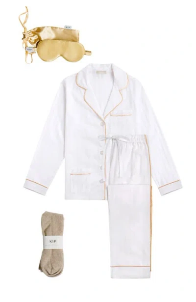 Kip. Kip Premium Cotton Long Pajama Gift Set In Lily White
