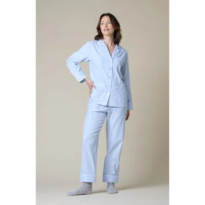 Kip. Kip Premium Cotton Pajama Set In Mist Blue