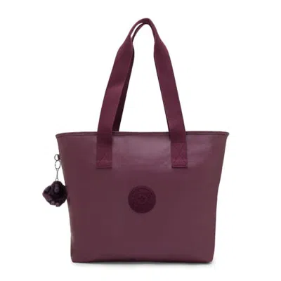 Kipling Anina Metallic 16" Laptop Tote Bag In Grape Wine Metallic
