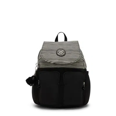 Kipling City Pocket Small Backpack In Stripe Black Block