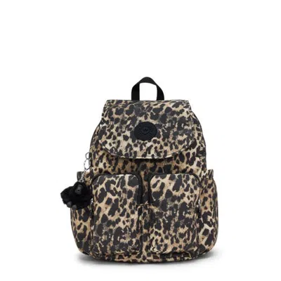 Kipling City Pocket Small Printed Backpack In Wild Leopard