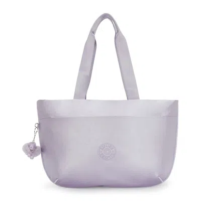 Kipling Cristina Metallic Tote Bag In Purple