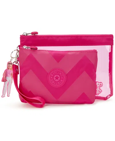 Kipling Duo Pouch Large Barbie In Power Pink Transparent