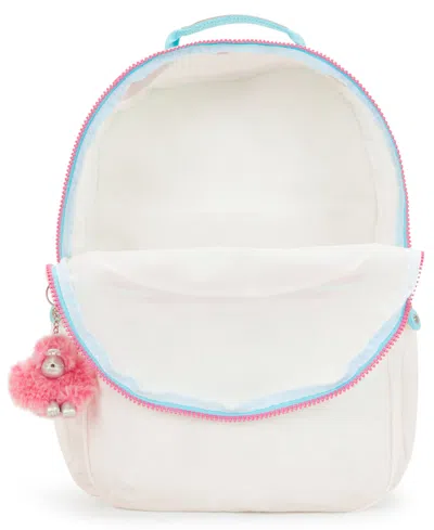 Kipling Seoul Extra Large Candy Metal Nylon 17" Laptop Backpack In White