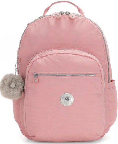 Kipling Seoul Extra Large Candy Metal Nylon 17" Laptop Backpack In Pink