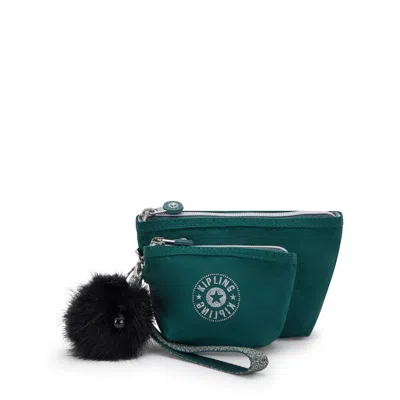 Kipling Shawna Metallic Pouch Set In Blue
